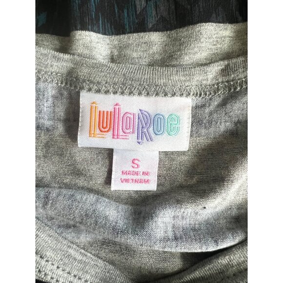 LuLaRoe Carly Striped Short Sleeve High-Low Dress Gray & Teal Comfortable Small - Picture 9 of 14